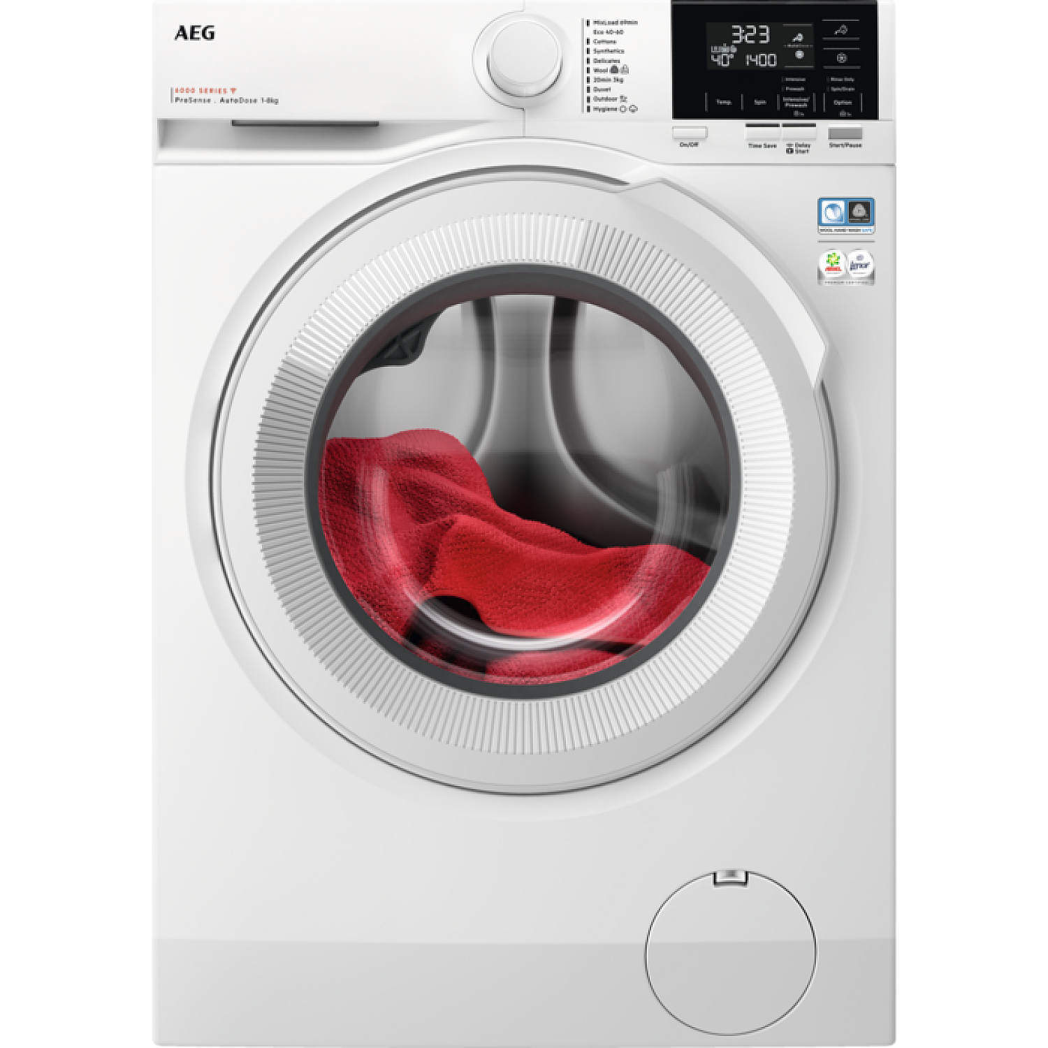 Aeg frontmatad tvättmaskin lr622f84q 8 kg prosense+c973 fristående