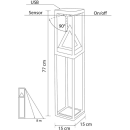 Airam - Pilar solar-stolplampa, USB-laddningsbar