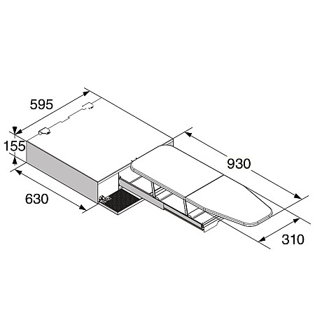 Asko - HI150G Sorteringshyllplan med strykbräda - Svart
