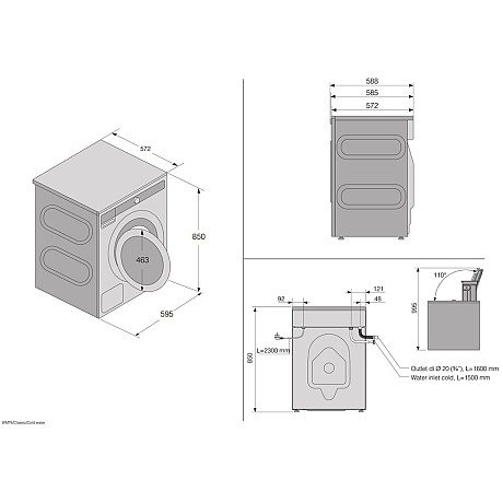Asko - W1094W - Vit, Ångfunktion & WIFI