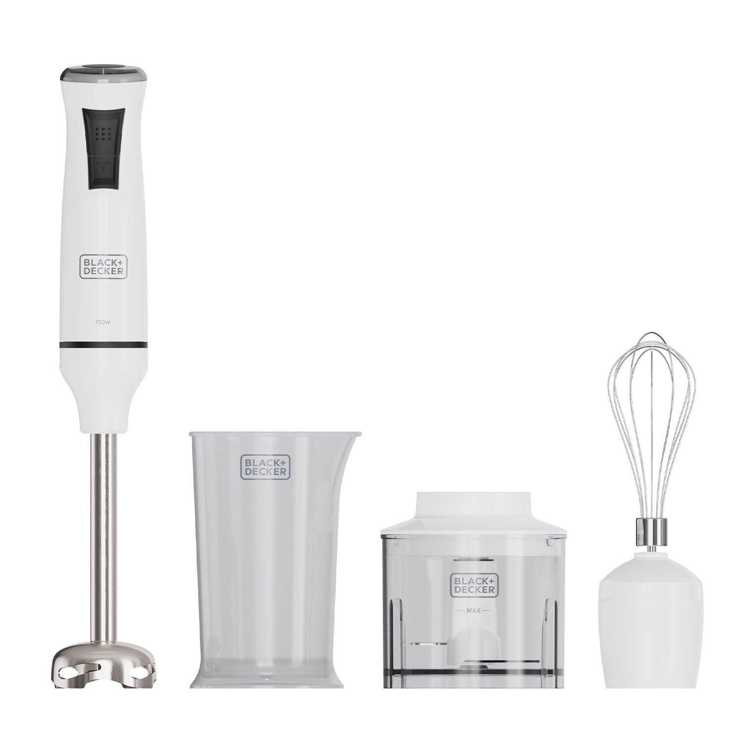 Black+decker mixer hand blender 750w med tillbeh&ouml;r, vit