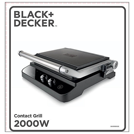 Black+Decker - ES9680030B Bordsgrill 2000W, Borstat stål