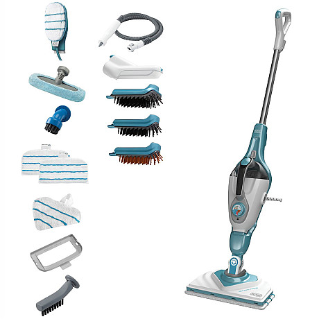 Black & Decker - BHSM1610DSM QS - Ångmopp med 1600W, 2-i-1  - Grå, 1600 W ångkraft för djup rengöring