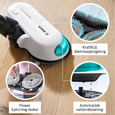 Bosch - BCS71HYG2 - Unlimited 7 ProHygienic Aqua med mopp, vit