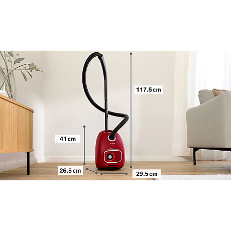Bosch - BGB41RD3H - Serie 4, Röd med XL dammpåse