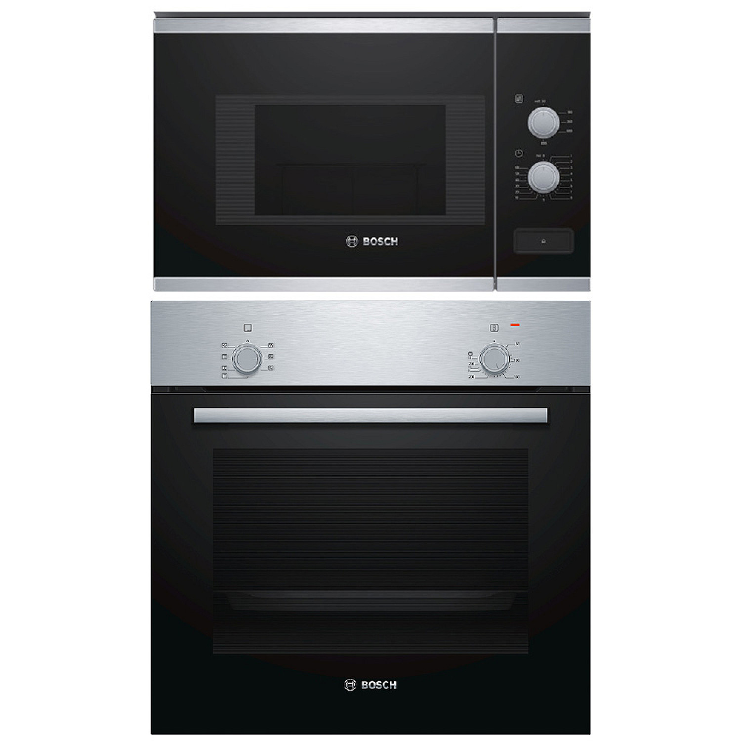 Bosch ugn och mikro hbf010br1s + bfl520ms0 - rostfri, ugn varmluft, mikro 800 w