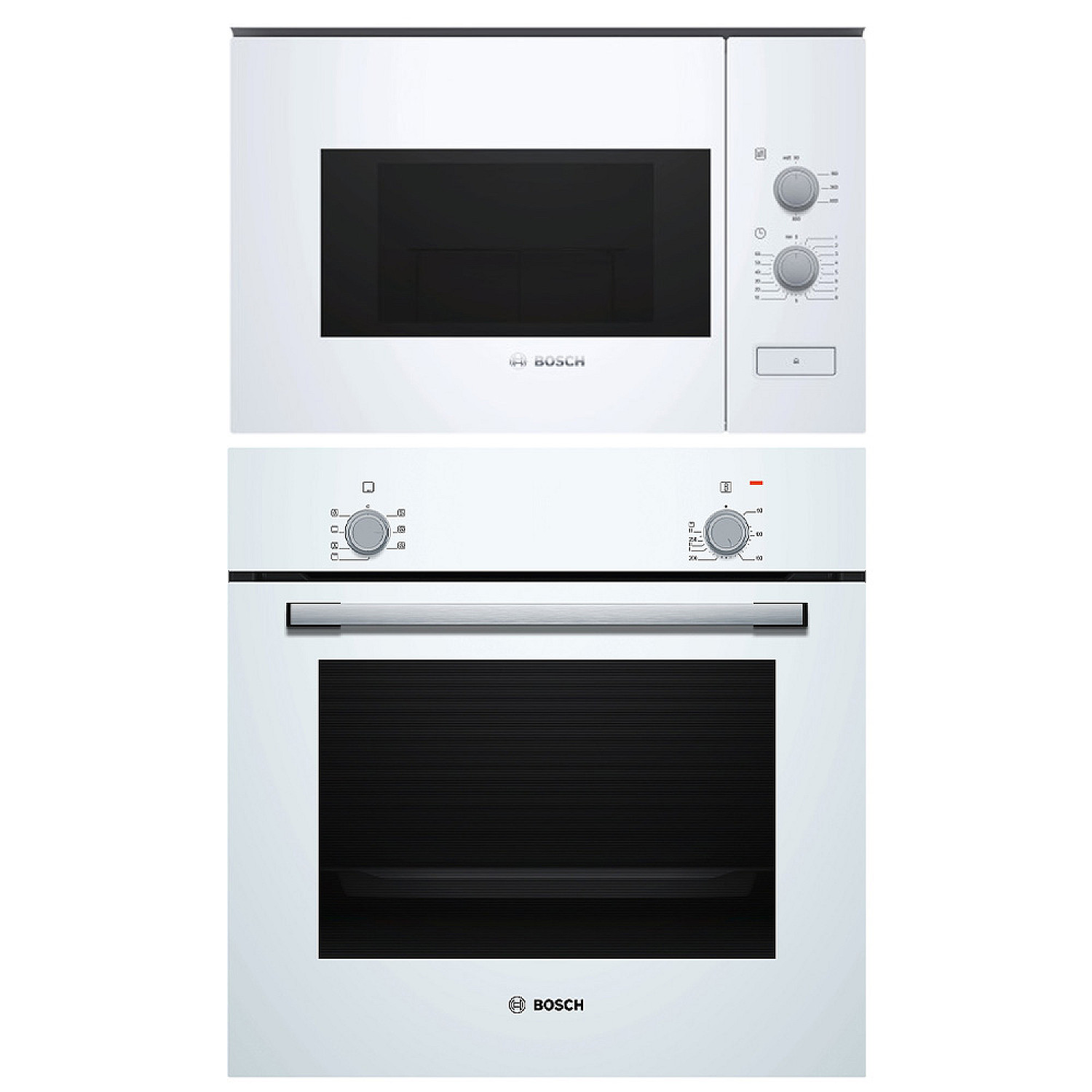 Bosch ugn och mikro hbf010bv1s + bfl520mw0 - vit, ugn varmluft, mikro 800 w