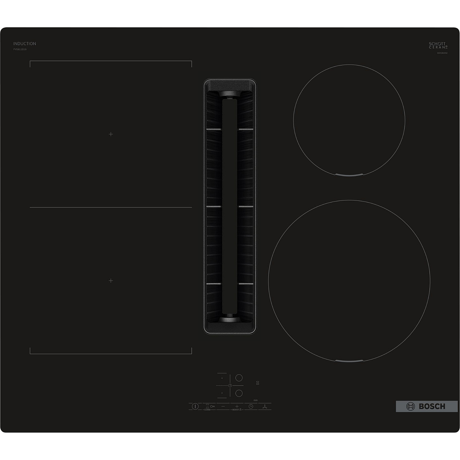 Bosch häll med fläkt pvs611b16e induktionshäll combizone touchselect serie 4