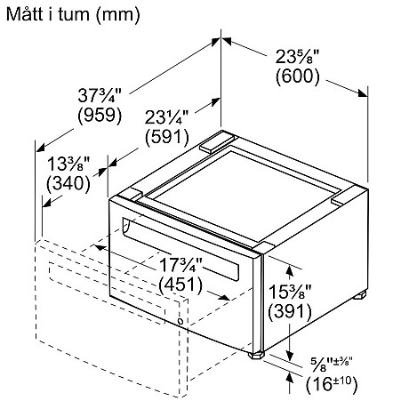 Bosch - WTZPW20D - monteringsram tork med utdragslåda