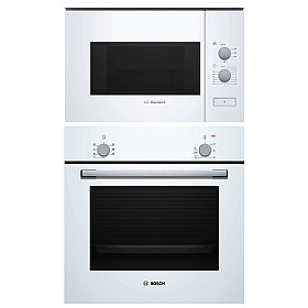  Bosch - HBF010BV1S + BFL520MW0 - Vit, ugn varmluft, mikro 800 W
