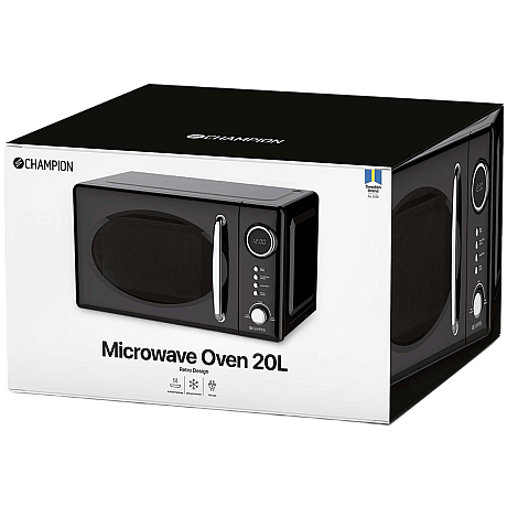 Champion - MW025 - Svart, 20L - Retroknappar & inbyggd timer