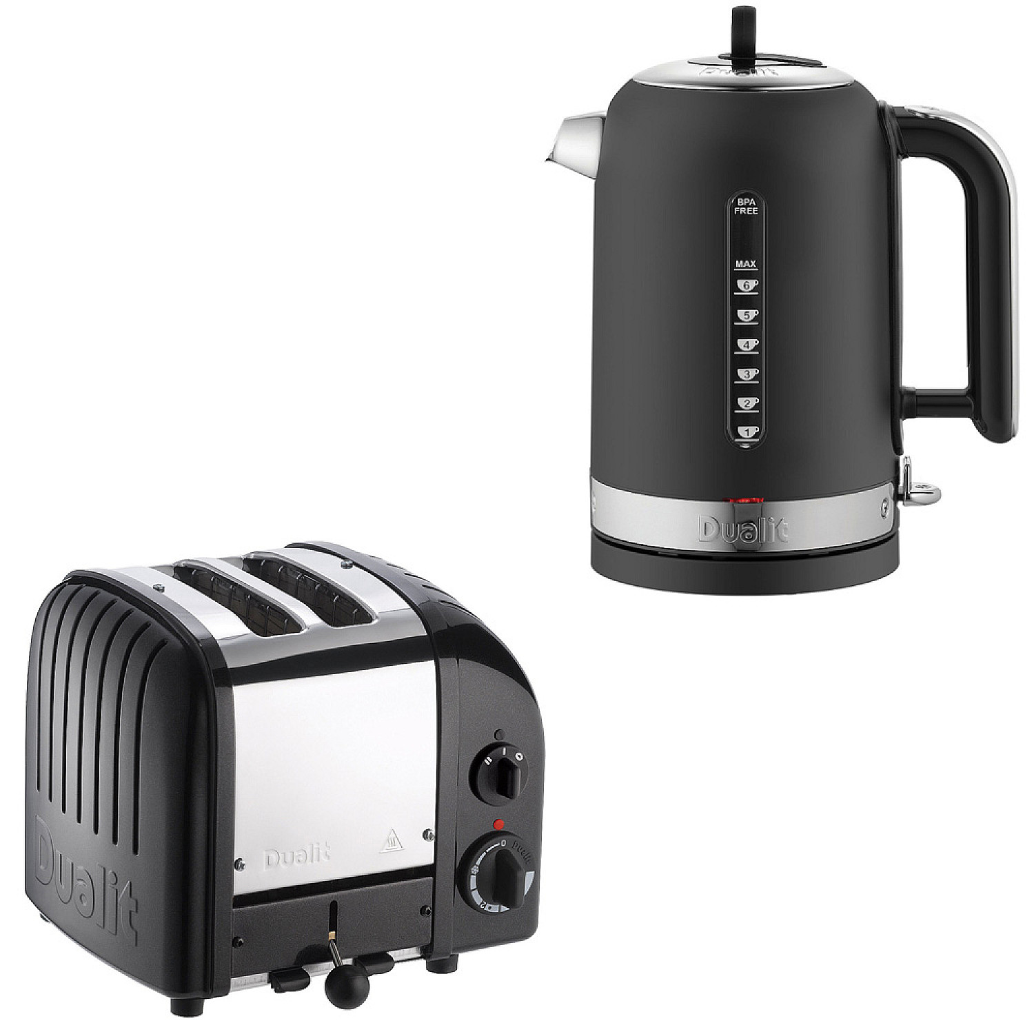 Dualit paket classic mattsvart - br&ouml;drost 2 skivor + vattenkokare 1,7 l