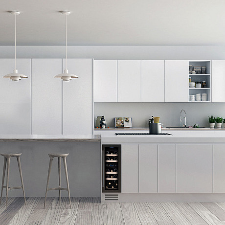 Dunavox - FLOW 17 - Dubbel zon, Underbänk, 17 flaskor, Svart