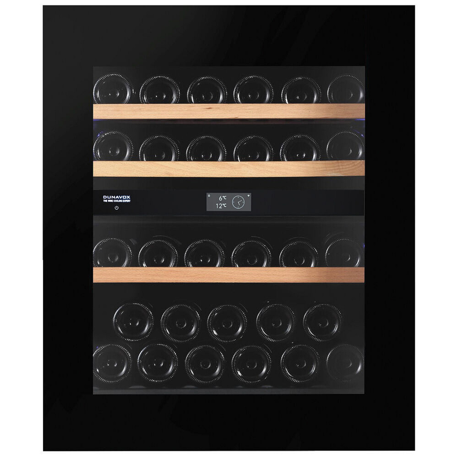 Dunavox vinkyl inbyggnad noble 32 - push2open, dubbel zon, 32 flaskor, svart