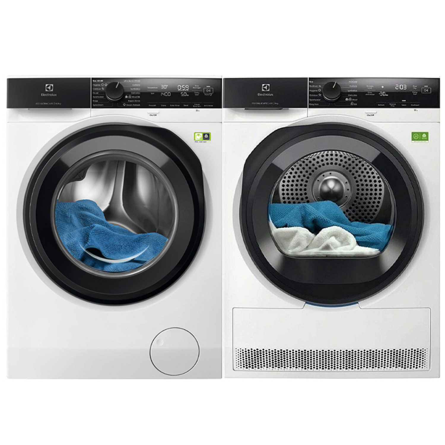 Electrolux paket tv&auml;ttmaskin och torktumlare efi8h2ex6e-edi7h2e95e - tv&auml;tt-steam refresh & tork-delicatecare