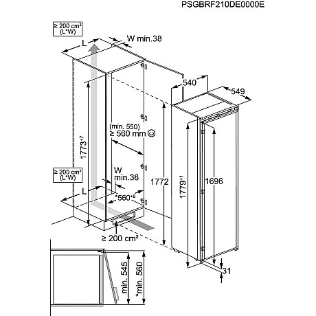 Electrolux - ERD6DE18S1‑ EUN7NE18S integrerat paket, NoFrost sliding door 