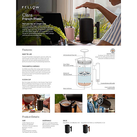 Fellow - FEL853 Presskanna Clara med svart handtag