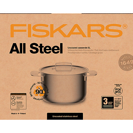 Fiskars - 1064752 - Rostfri, 5L kapacitet med 3-lagersbotten