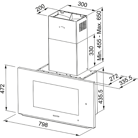 Franke - Spisfläkt AQ Sense Flat vägghängd 80cm, Svart