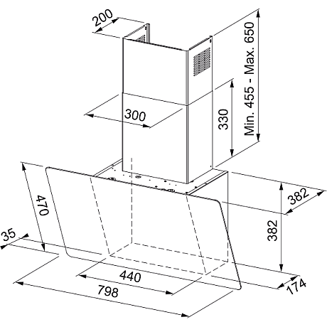 Franke - Spisfläkt AQ Sense Vertical vägghängd 90cm, Svart