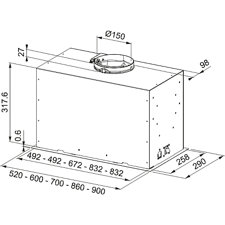 Franke - Spisfläkt Box Premium 52, Svart