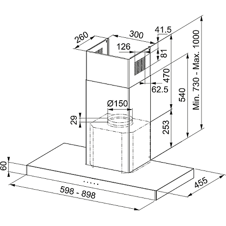 Franke - Spisfläkt Crystal Touch vägghängd 90cm, Rostfri
