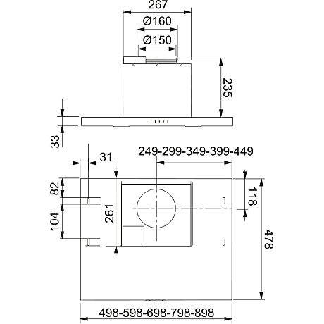 Franke - Spisfläkt F600 HE 80cm, Rostfri