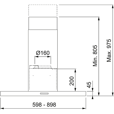 Franke - Spisfläkt T45 780-12 HE 90 cm , Rostfri