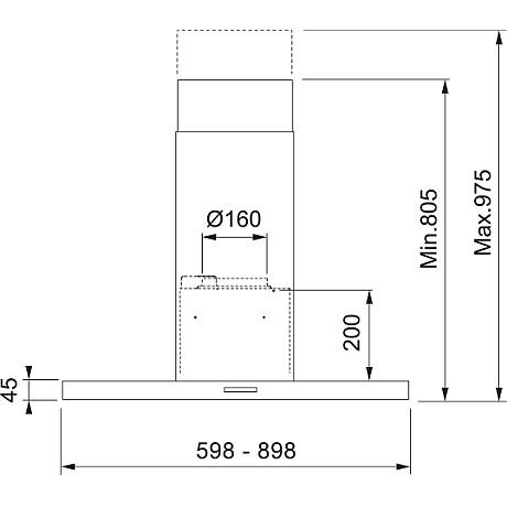 Franke - Spiskåpa T45 782-14 60 cm , Rostfri