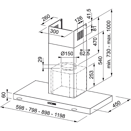 Franke - Spisfläkt Tale vägghängd 90cm, Svart