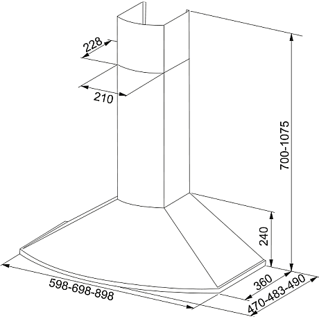Franke - Spisfläkt Tender 725 HE vägghängd 90cm, Rostfri