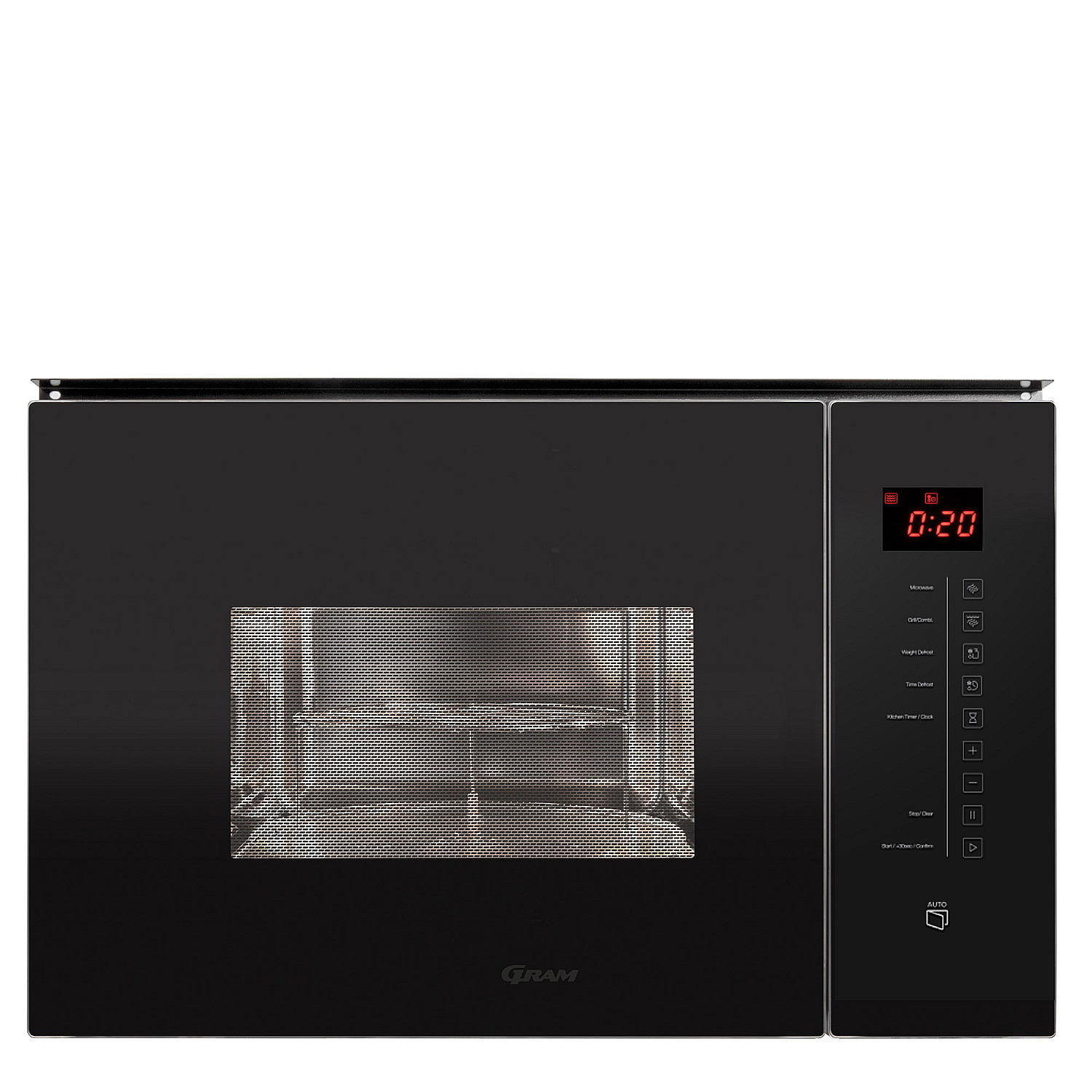 Gram inbyggnadsmikrovågsugn im 20614-90 b, svart, 25 l, grillfunktion