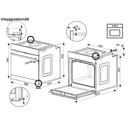 Gram - IO 18610-90 X, Rostfri, Rymlig, Baking pro