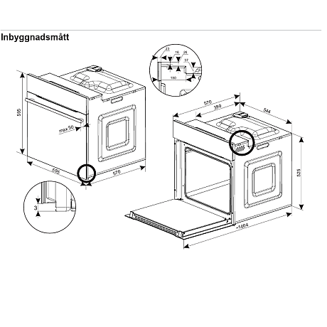 Gram - IO 5610-90 B, Svart, 65 l, Varmluft & Pizzafunktion