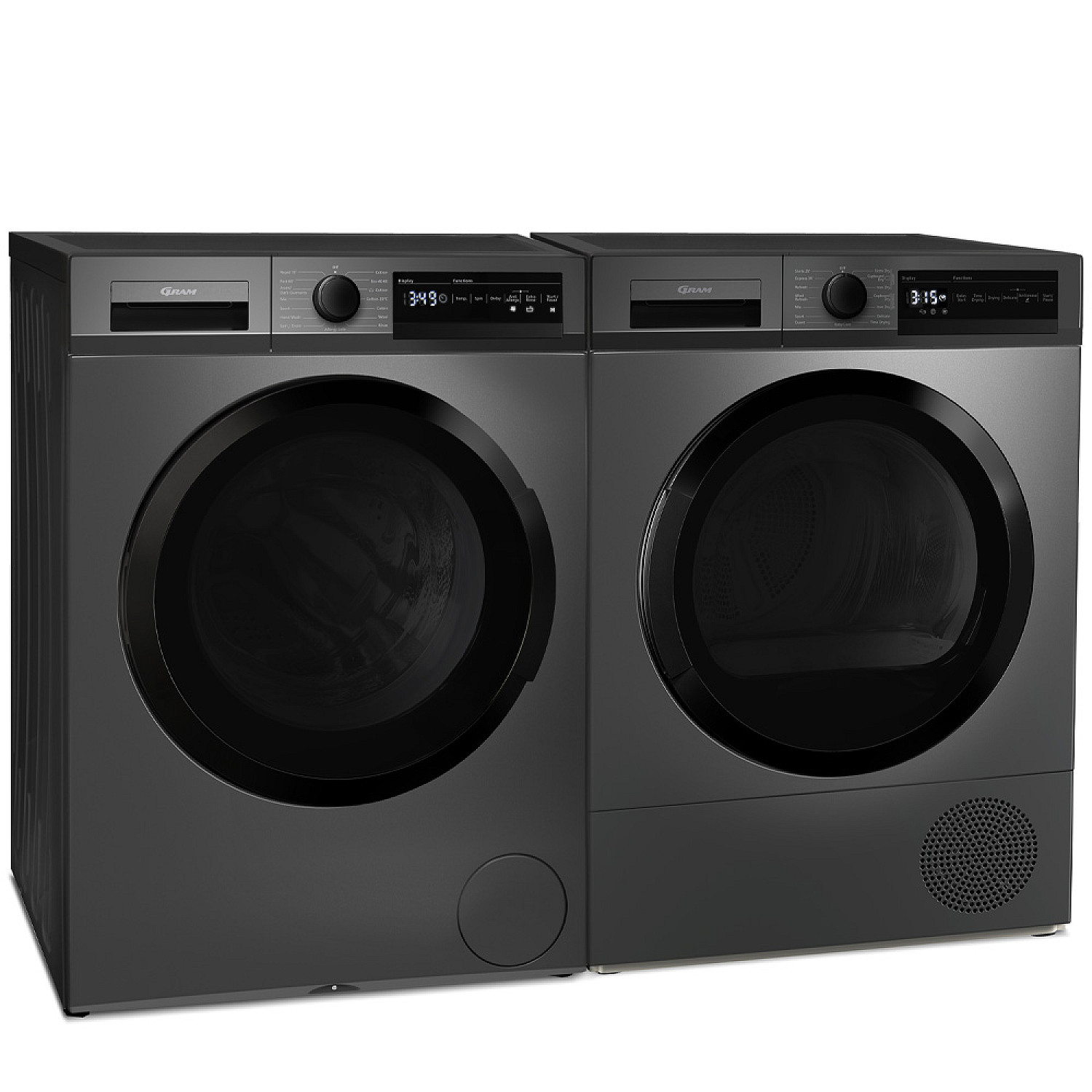 Gram paket tv&auml;ttmaskin och torktumlare wde 7181492bi - tls 7853-95 bi, svart, 8 kg