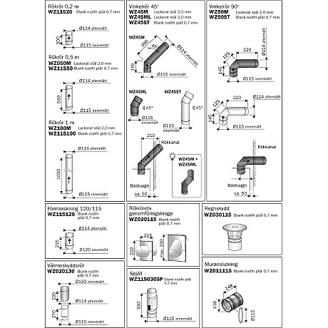 Harvia - Rökrör 1,0 m RST rostfritt stål