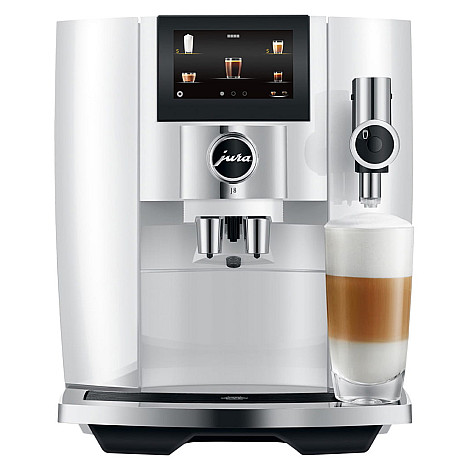 Jura - J8 Piano White (EA), Mjukt mjölkskum, Inbyggd kaffekvarn, Te-vatten