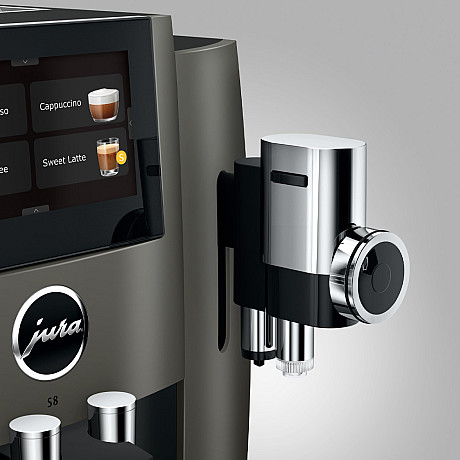 Jura - S8 dark inox (EB), Mjukt mjölkskum, Inbyggd kaffekvarn, Wifi, Te-vatten