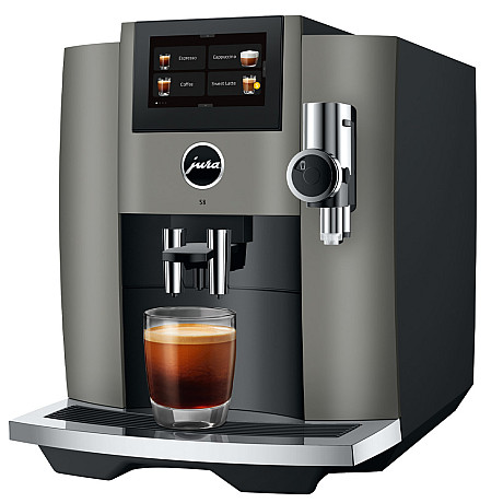 Jura - S8 dark inox (EB), Mjukt mjölkskum, Inbyggd kaffekvarn, Wifi, Te-vatten