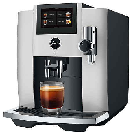 Jura - S8 platin (EB), Mjukt mjölkskum, Inbyggd kaffekvarn, Wifi, Te-vatten