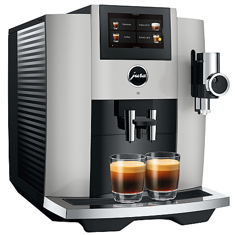 Jura - S8 platin (EB), Mjukt mjölkskum, Inbyggd kaffekvarn, Wifi, Te-vatten