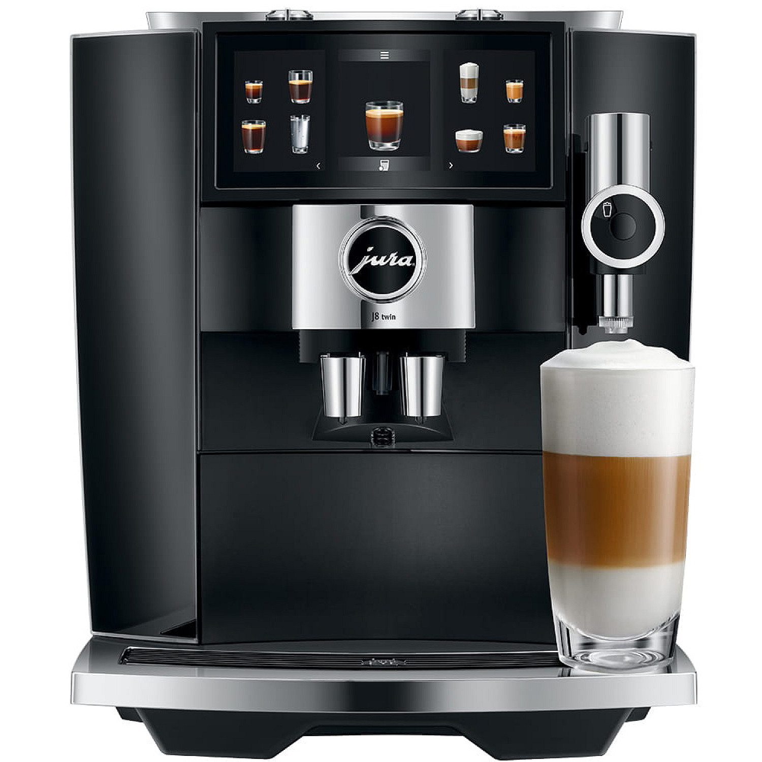 Jura espressomaskin j8 twin diamond black, 2 st kaffekvarnar, mjukt mj&ouml;lkskum