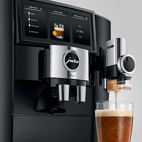 Jura - J8 twin Diamond Black, 2 st kaffekvarnar, Mjukt mjölkskum - Outlet