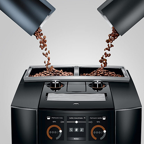 Jura - J8 twin Diamond Black, 2 st kaffekvarnar, Mjukt mjölkskum - Outlet