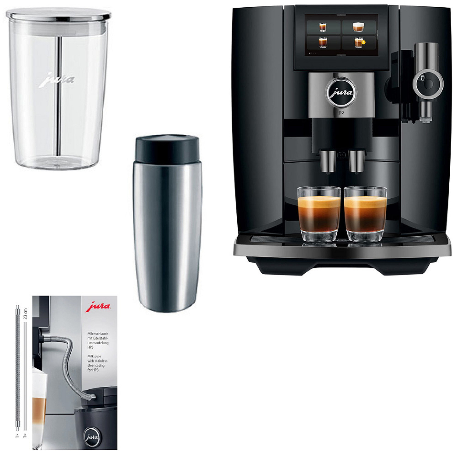 Jura paket j10 piano black (ea) - paket med mj&ouml;lktillbeh&ouml;r i glas & termos