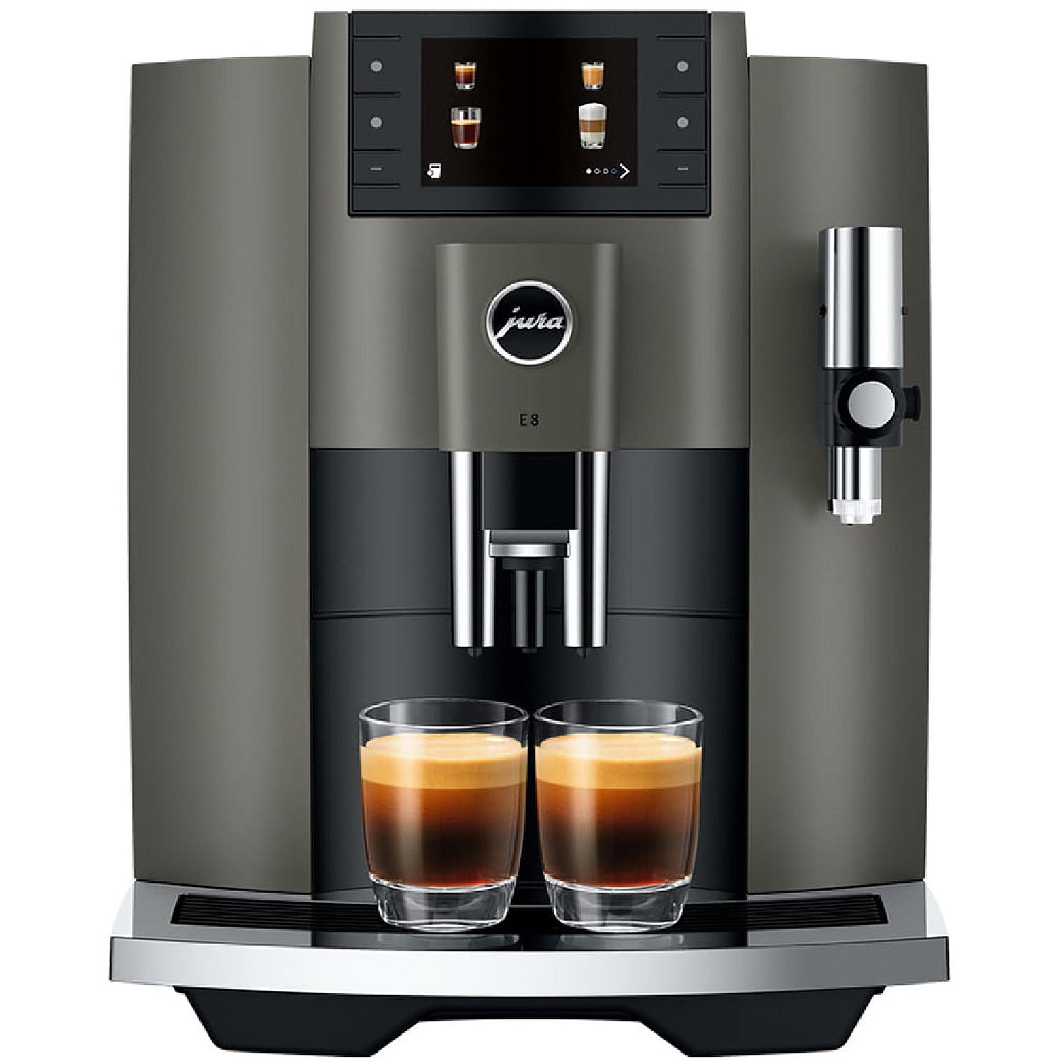 Jura espressomaskin e8 dark inox (ec), inbyggd kaffekvarn, fint mj&ouml;lkskum, wifi, varmvatten