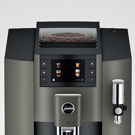 Jura - E8 Dark Inox (EC), Inbyggd kaffekvarn, Fint mjölkskum, Wifi, Varmvatten