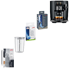 Paket Jura - J10 Piano Black (EA) - Paket med mjölksystem och rengöring