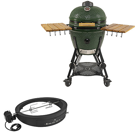 Kamado Sumo - Classic Large Grön, Grillpaket med rotisserie och pizzaugn
