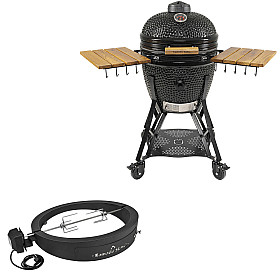 Kamado Sumo - Classic Large Svart, Grillpaket med rotisserie och pizzaugn